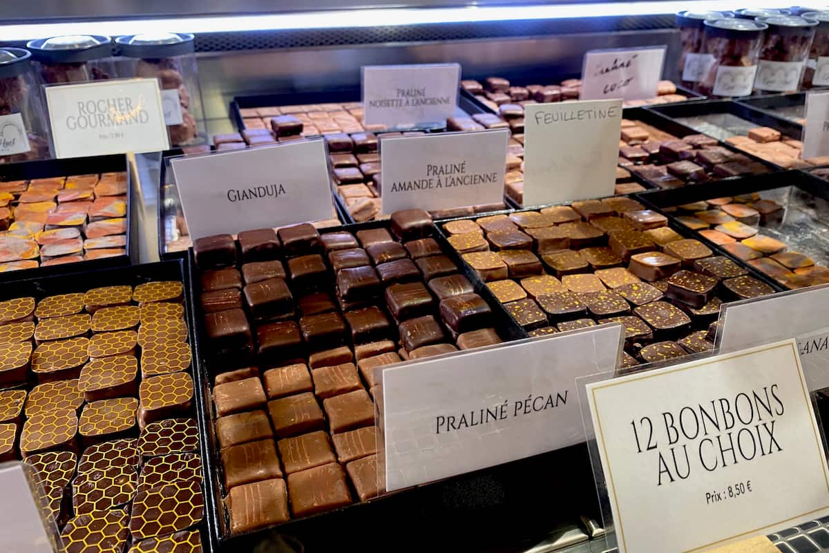 Philippe-Urraca-Cemoi-chocolate-demonstration-Paris assortment of chocolates and pralines