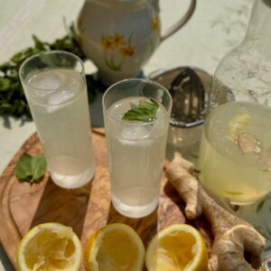 Traditional French citronnade lemon drink made with lemons, water and sugar
