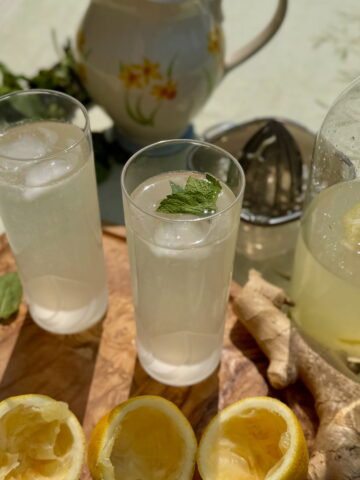 Traditional French citronnade lemon drink made with lemons, water and sugar